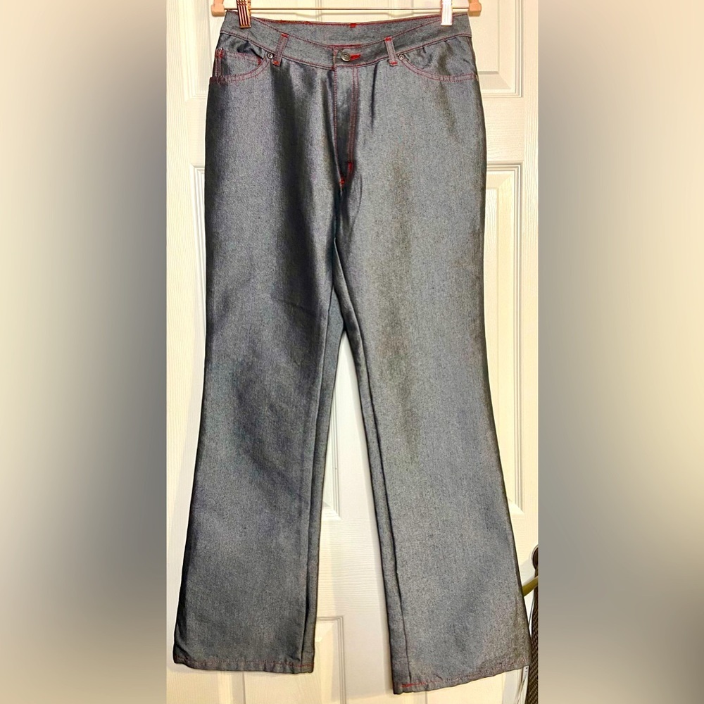 Women’s Vintage Fubu The Collection Jeans Metallic Black Gray Sz 11/12 NWT